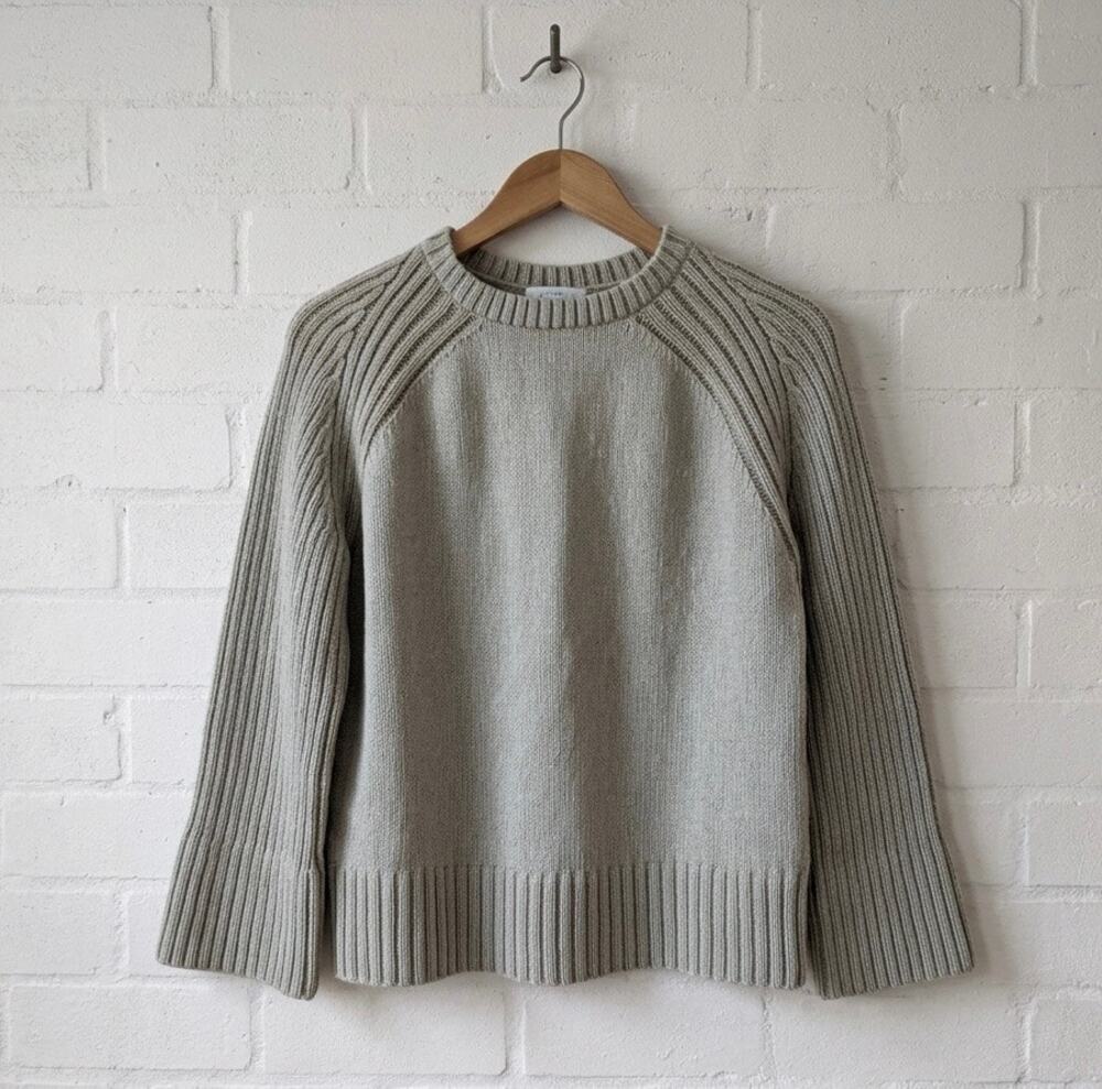 Chunky Ribbed Knit Raglan Sweater Sage Green Earthy Gorpcore Coastal fisherman